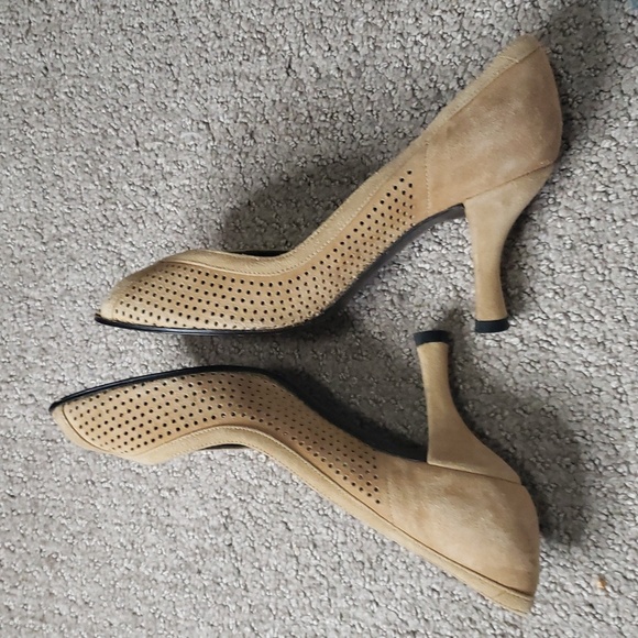 Vintage Stuart Weitzman leather brown peep toe heels size 5? - Picture 6 of 9